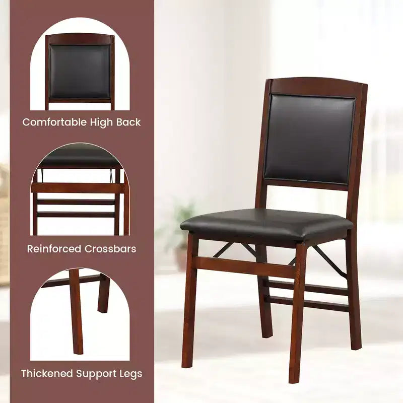 Sillas de comedor plegables de 2/4 unidades, sillas plegables con asiento acolchado de PVC y respaldo alto, nogal/negro/marrón