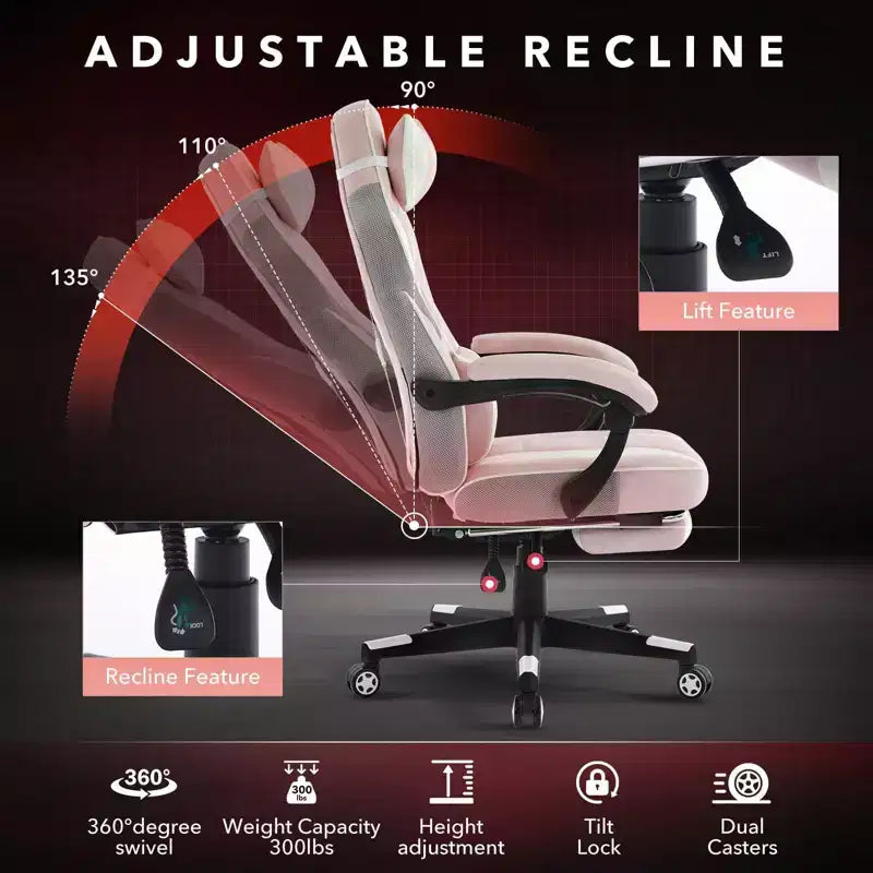 Sillón ergonómico reclinable para juegos con reposapiés retráctil, silla de escritorio para ordenador de carreras de cuero PU de respaldo alto con soporte lumbar y reposacabezas para oficina