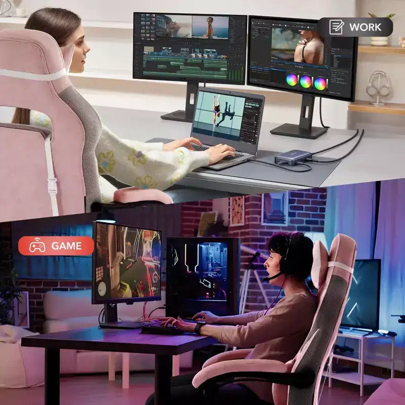Sillón ergonómico reclinable para juegos con reposapiés retráctil, silla de escritorio para ordenador de carreras de cuero PU de respaldo alto con soporte lumbar y reposacabezas para oficina