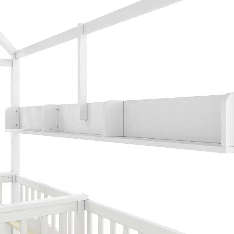 Cama Plataforma Doble Matrimonial con Estantes de Almacenamiento y Cajones, Diseño de Casita para Dormitorio Compartido de Niños