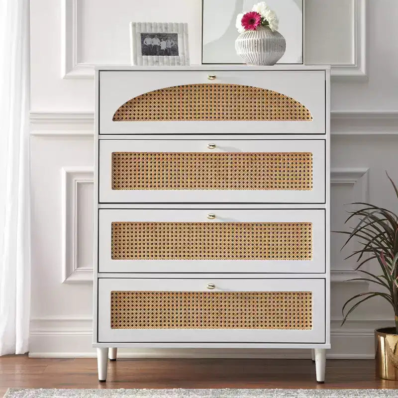 Cómoda de 4 cajones de estilo Mid Century Modern