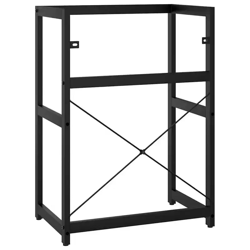 Marco de lavabo de baño de hierro con recubrimiento de polvo negro de 59x38x83 cm