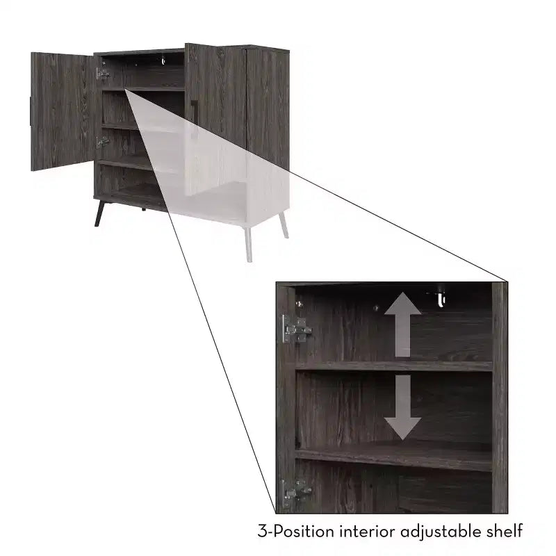 Zapatero organizador para 12 pares, mueble de almacenamiento para entrada con estantes interiores abiertos y ajustables, acabado de madera envejecida