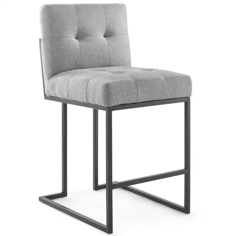 Taburete de bar de altura de mostrador de tela tapizado de acero inoxidable, negro