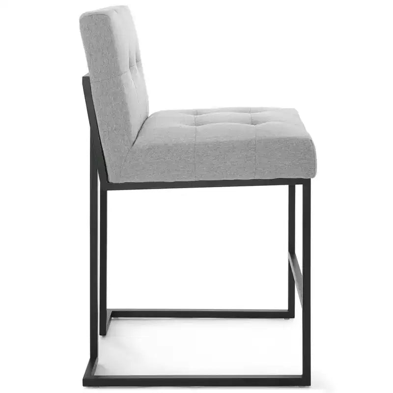 Taburete de bar de altura de mostrador de tela tapizado de acero inoxidable, negro