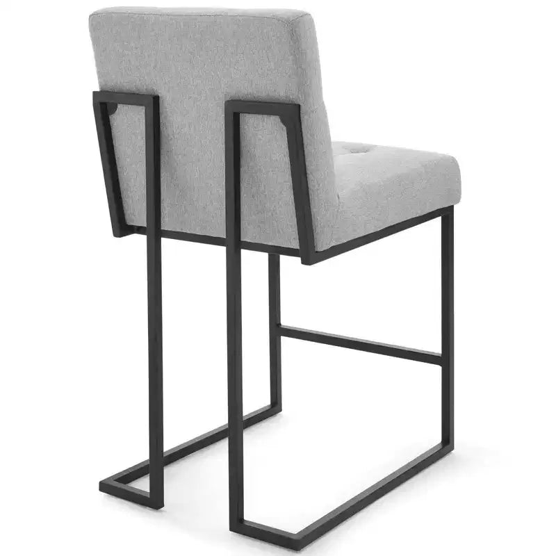 Taburete de bar de altura de mostrador de tela tapizado de acero inoxidable, negro