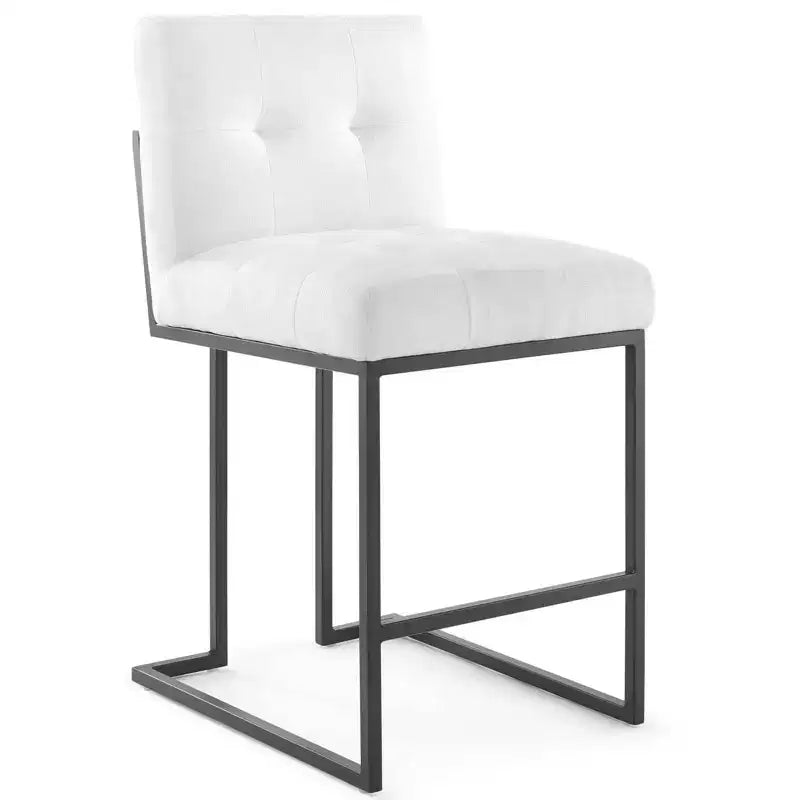 Taburete de bar de altura de mostrador de tela tapizado de acero inoxidable, negro