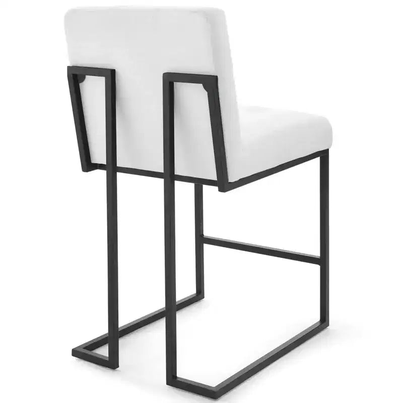 Taburete de bar de altura de mostrador de tela tapizado de acero inoxidable, negro