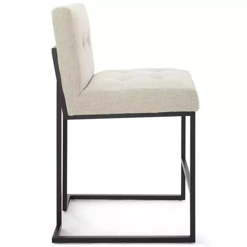 Taburete de bar de altura de mostrador de tela tapizado de acero inoxidable, negro