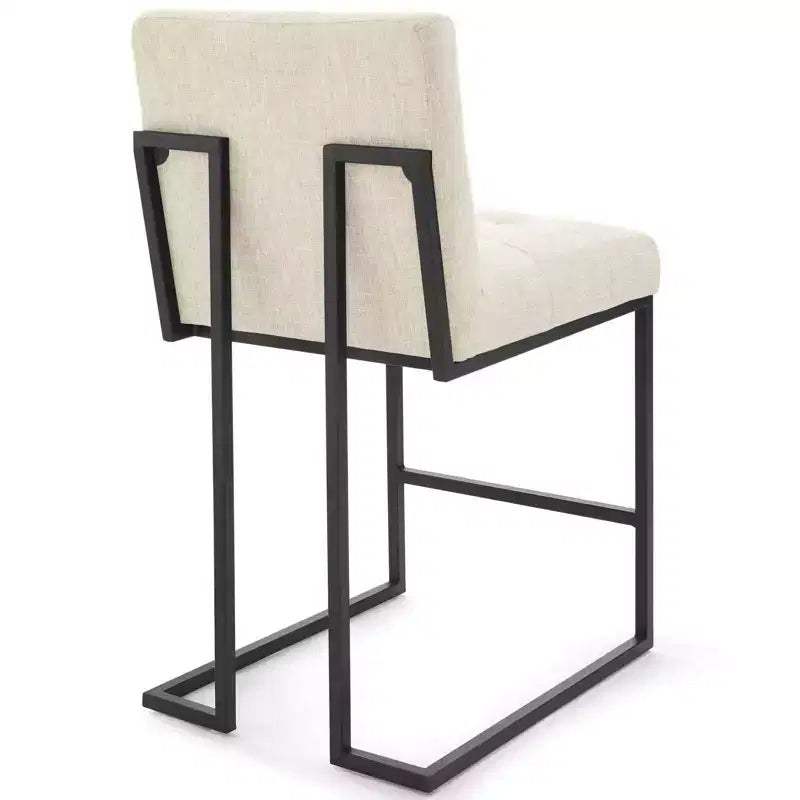 Taburete de bar de altura de mostrador de tela tapizado de acero inoxidable, negro