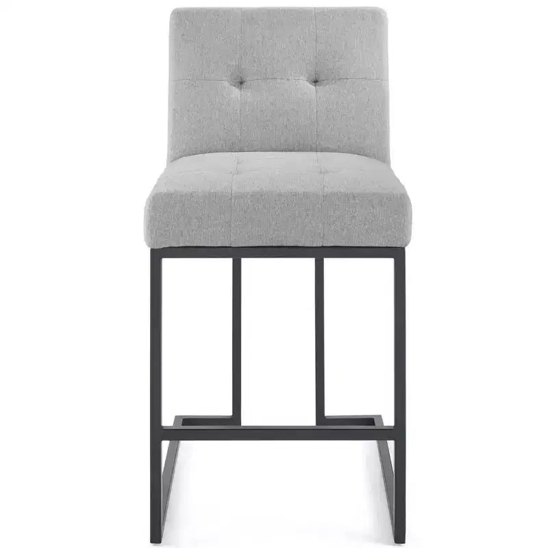 Taburete de bar de altura de mostrador de tela tapizado de acero inoxidable, negro
