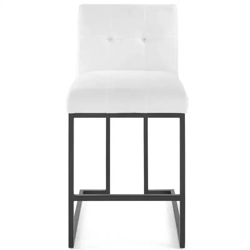 Taburete de bar de altura de mostrador de tela tapizado de acero inoxidable, negro