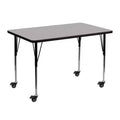 Mesa de actividades rectangular laminada térmicamente móvil de 30" ancho x 48" largo - Patas ajustables de altura estándar