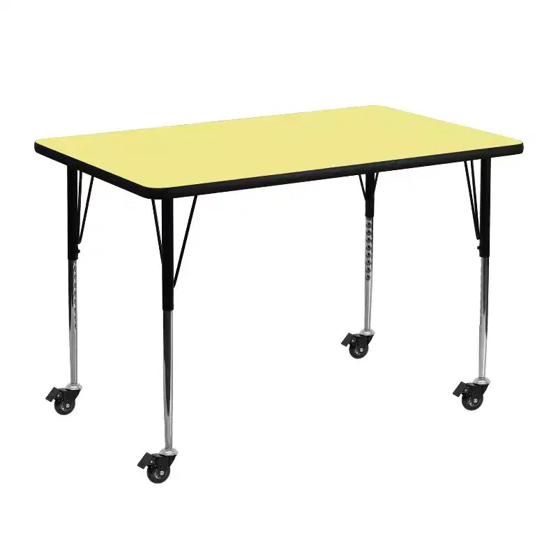 Flash Furniture Mobile 30''W x 48''L Rectangular Thermal Laminate Activity Table - Standard Height Adjustable Legs