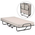 Costway Folding Bed with Memory Foam Mattress Portable Rollaway Guest Cot Memory Foam Beige Made in Italy