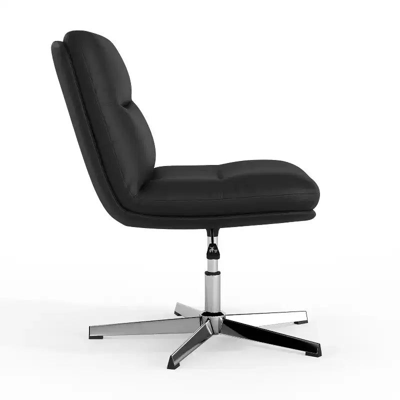 Silla de oficina giratoria sin brazos, de respaldo medio-ancho, fija, con respaldo/asiento tapizado y acolchado, altura ajustable y estructura resistente