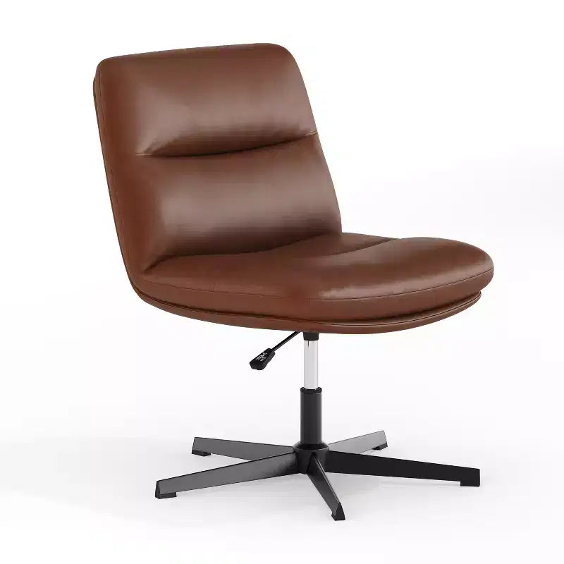 Silla de oficina giratoria sin brazos, de respaldo medio-ancho, fija, con respaldo/asiento tapizado y acolchado, altura ajustable y estructura resistente