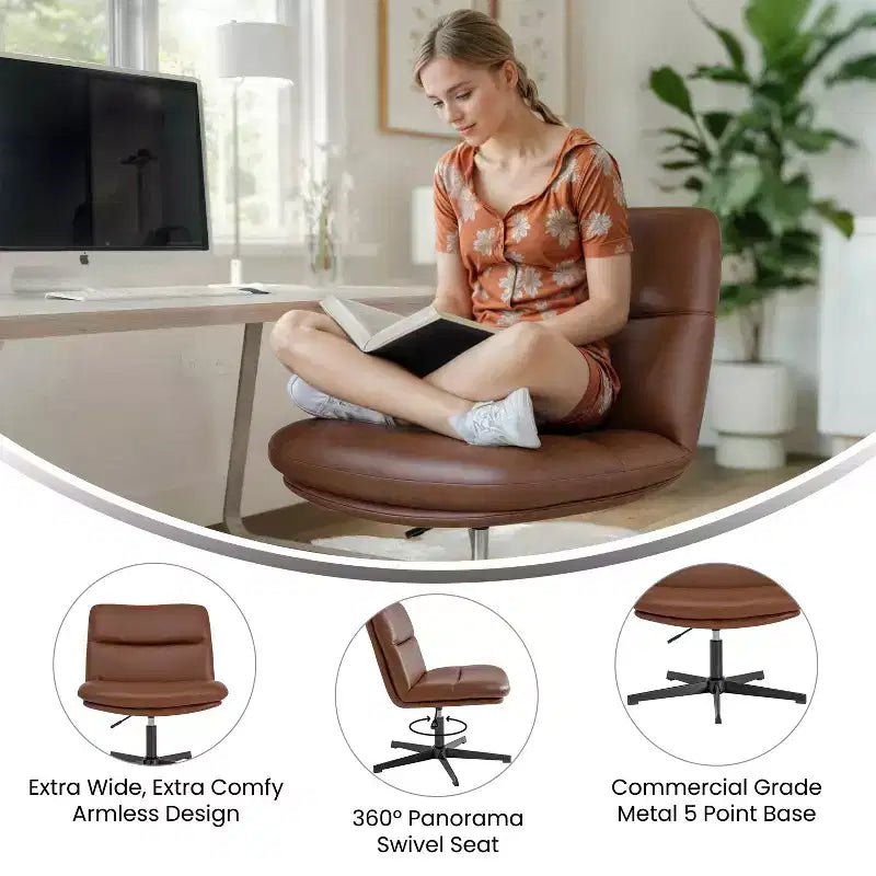 Silla de oficina giratoria sin brazos, de respaldo medio-ancho, fija, con respaldo/asiento tapizado y acolchado, altura ajustable y estructura resistente
