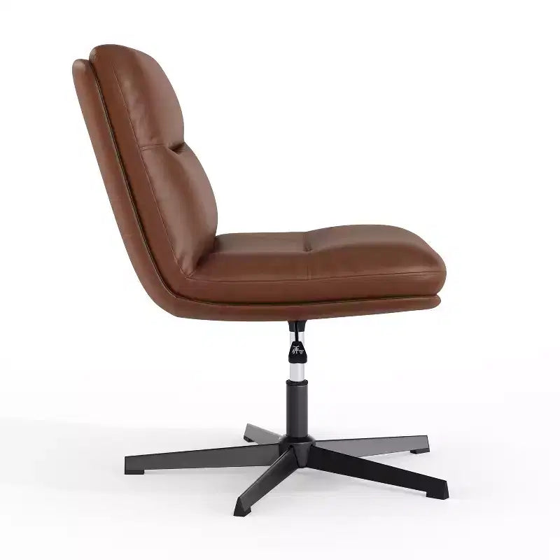 Silla de oficina giratoria sin brazos, de respaldo medio-ancho, fija, con respaldo/asiento tapizado y acolchado, altura ajustable y estructura resistente