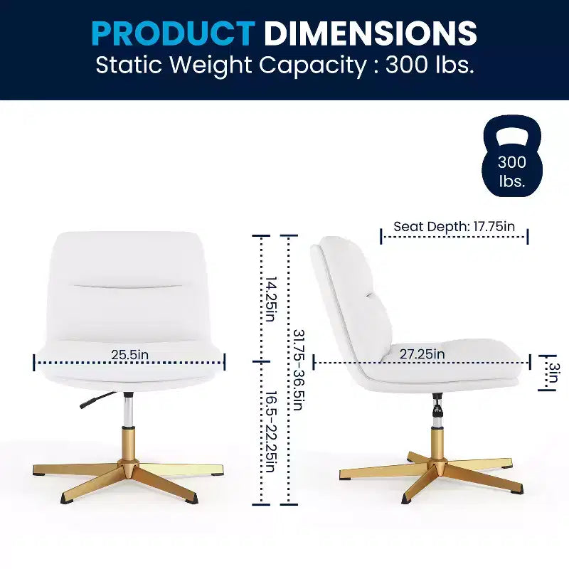 Silla de oficina giratoria sin brazos, de respaldo medio-ancho, fija, con respaldo/asiento tapizado y acolchado, altura ajustable y estructura resistente