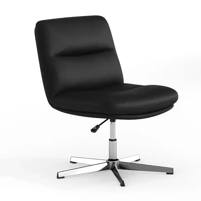 Silla de oficina giratoria sin brazos, de respaldo medio-ancho, fija, con respaldo/asiento tapizado y acolchado, altura ajustable y estructura resistente