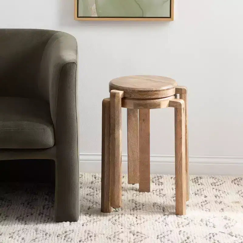 Mesa auxiliar Stuart de madera, 14x14x20, Natural